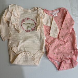 Tahari Cream and Pink Baby Bodysuits